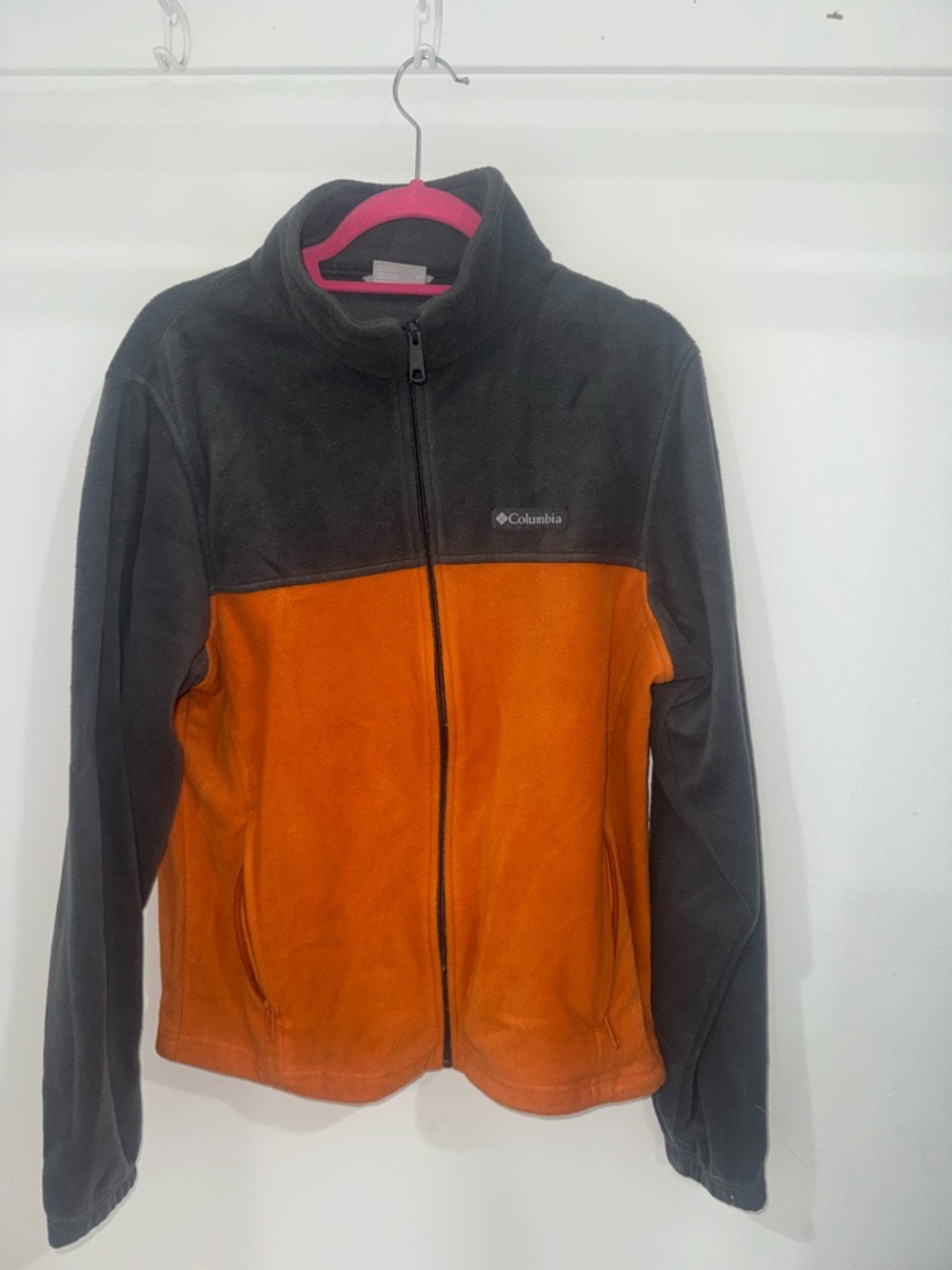 Columbia Mens Orange and Gray Fleece Jacket